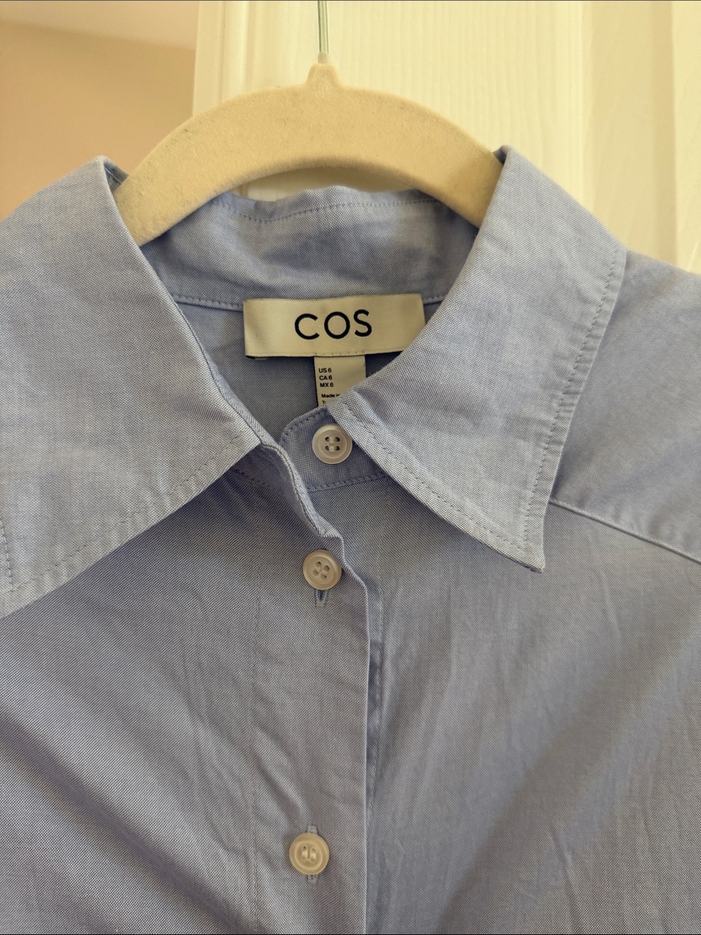 COS Women’s Pale Blue Cotton Button-Up Shirt